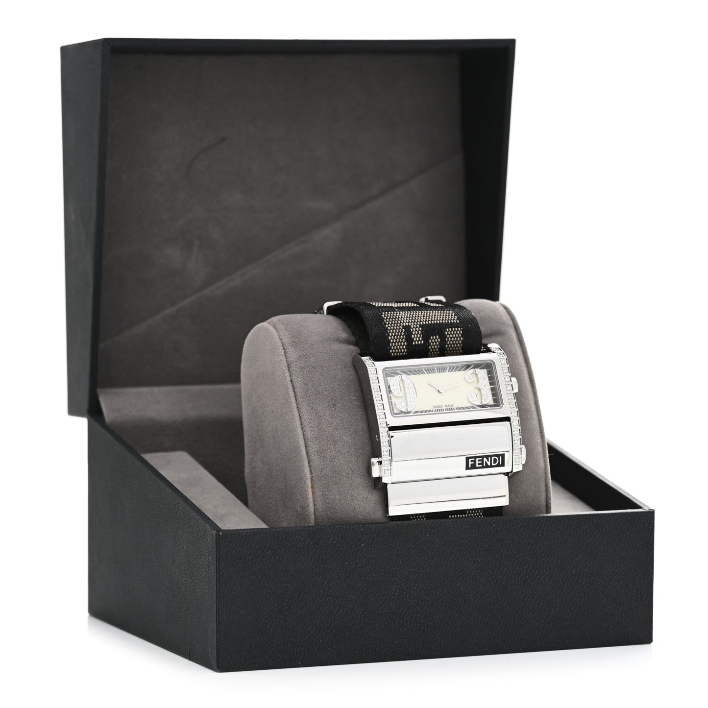 Stainless Steel Canvas Diamond 38mm Zip Code Quartz Watch