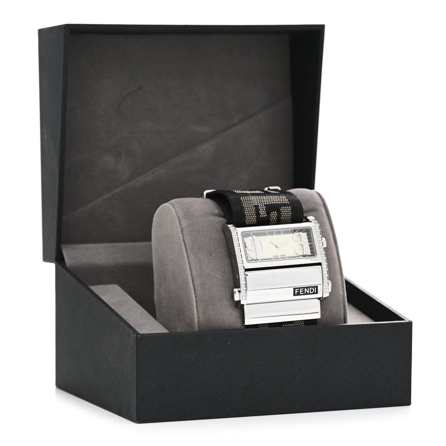Fendi Stainless Steel Canvas Diamond 38mm Zip Code Quartz Watch 5 of 5
