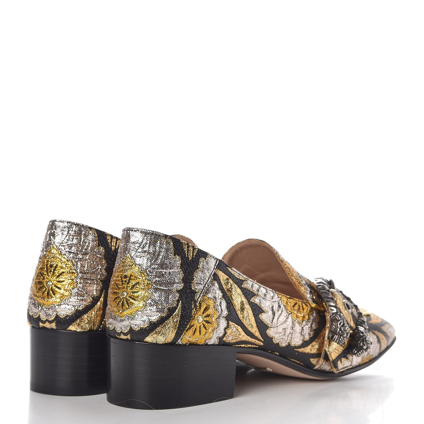 Brocade Floral Jacquard Dionysus Loafers 39.5 Black