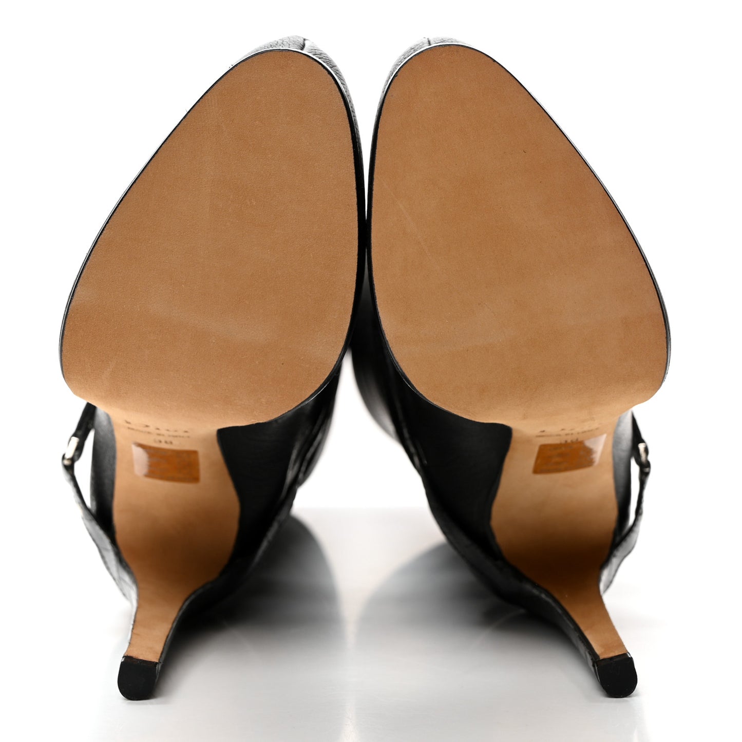 Grained Calfskin Crocodile Embossed Platform Boots 38 Black