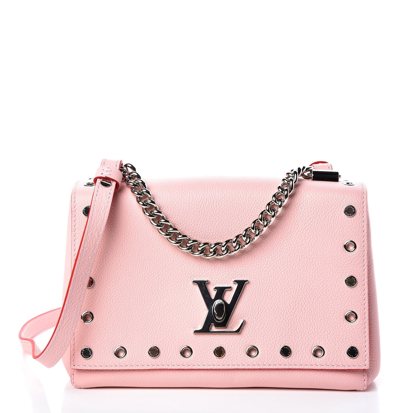 Soft Calfskin Lockme II Chain Rivets BB Rose Ballerine