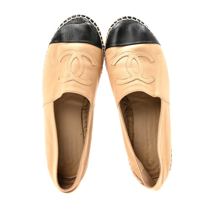 Chanel Lambskin CC Espadrilles 39 Beige Black 2 of 9