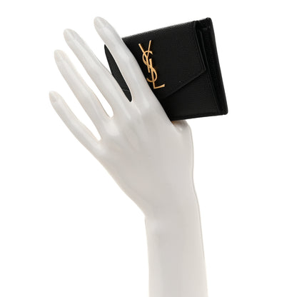 Saint Laurent Grain De Poudre Uptown Monogram Card Case Black 2 of 8
