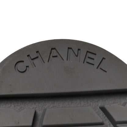 Chanel Grained Calfskin Shiny Calfskin CC Lace Up Combat Boots 41 Gray Black 8 of 11
