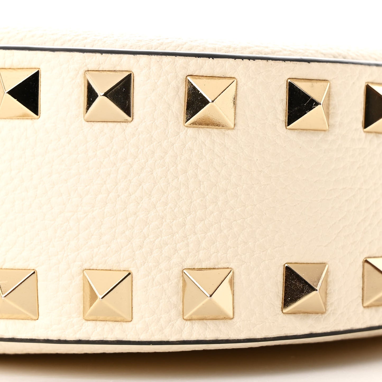 Grainy Calfskin Small Rockstud Hobo Ivory