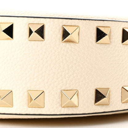Valentino Garavani Grainy Calfskin Small Rockstud Hobo Ivory 9 of 9