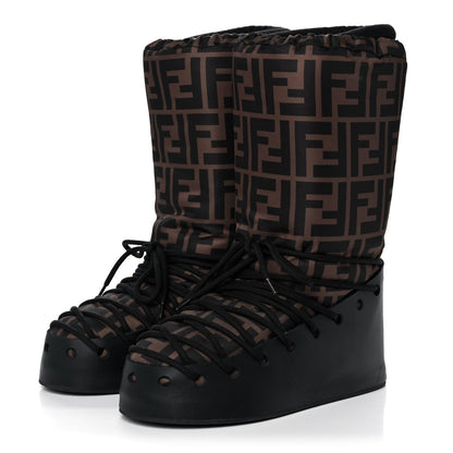 Fendi Nylon Rubber FF Moon Boots 39 Tobacco Black 3 of 13