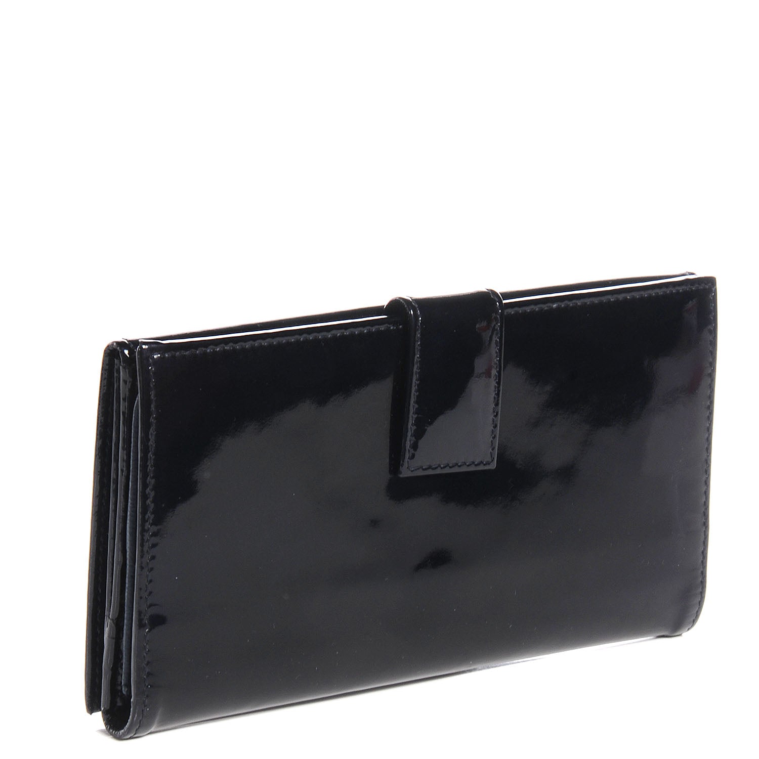 Saint Laurent Patent Y-Mail Long Wallet Marine 2 of 5