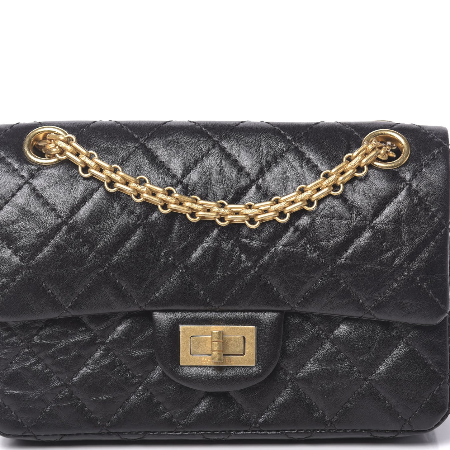 Aged Calfskin Quilted 2.55 Reissue Mini Flap Black