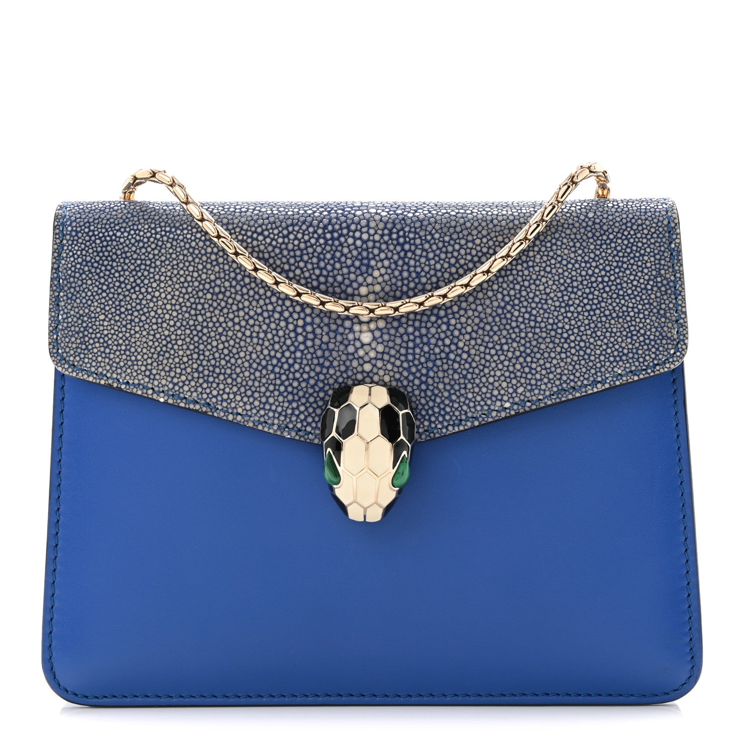 Bulgari Galuchat Calfskin Serpenti Forever Crossbody Bag Blue 2 of 19