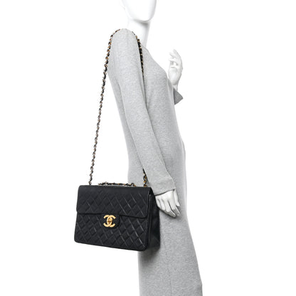 Chanel Lambskin Quilted XL Jumbo Single Flap Black 2 of 14
