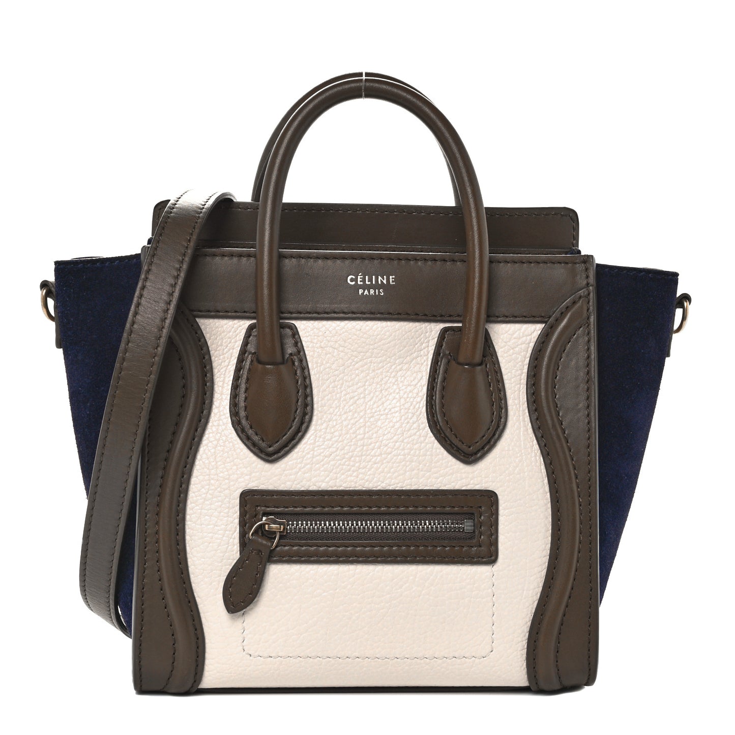 Calfskin Suede Nano Tri-Color Luggage Cream