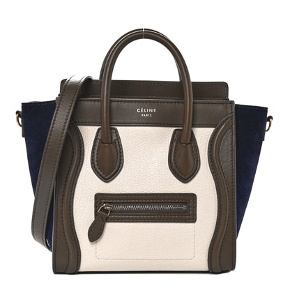 Celine Calfskin Suede Nano Tri-Color Luggage Cream 2 of 10