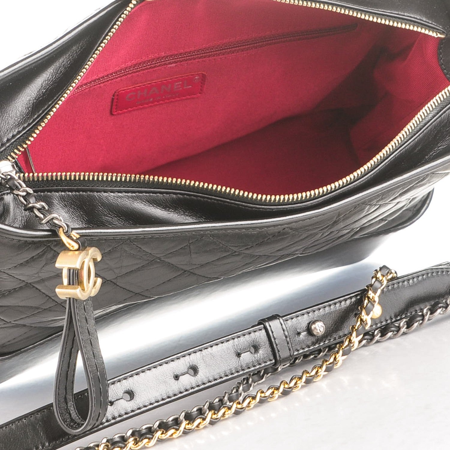 Chanel Calfskin Quilted Medium Gabrielle Hobo Black 5 of 7