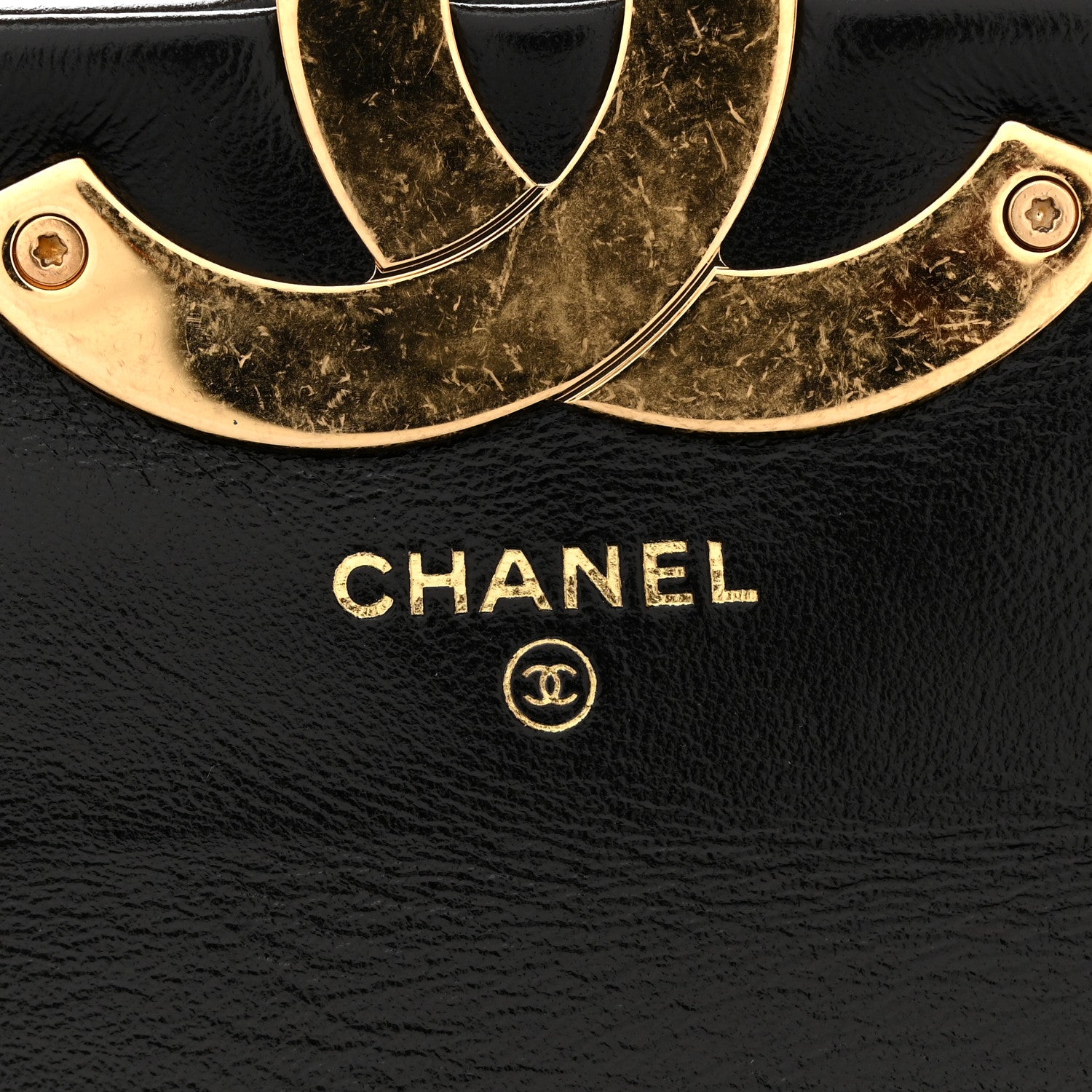 Chanel Shiny Crumpled Lambskin Quilted Mini Giant CC Flap Black 6 of 12