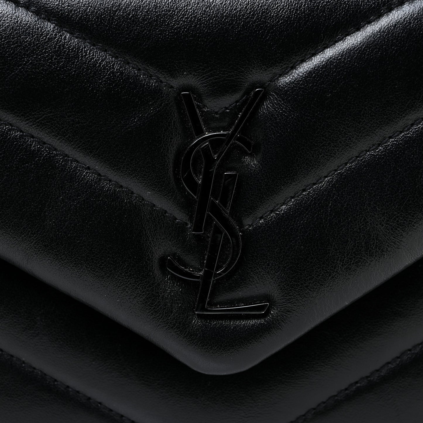 Calfskin Y Quilted Monogram Toy Loulou Crossbody Bag Black