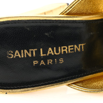 Saint Laurent Metallic Calfskin Bianca Knotted Mule Sandals 38 Gold 7 of 8
