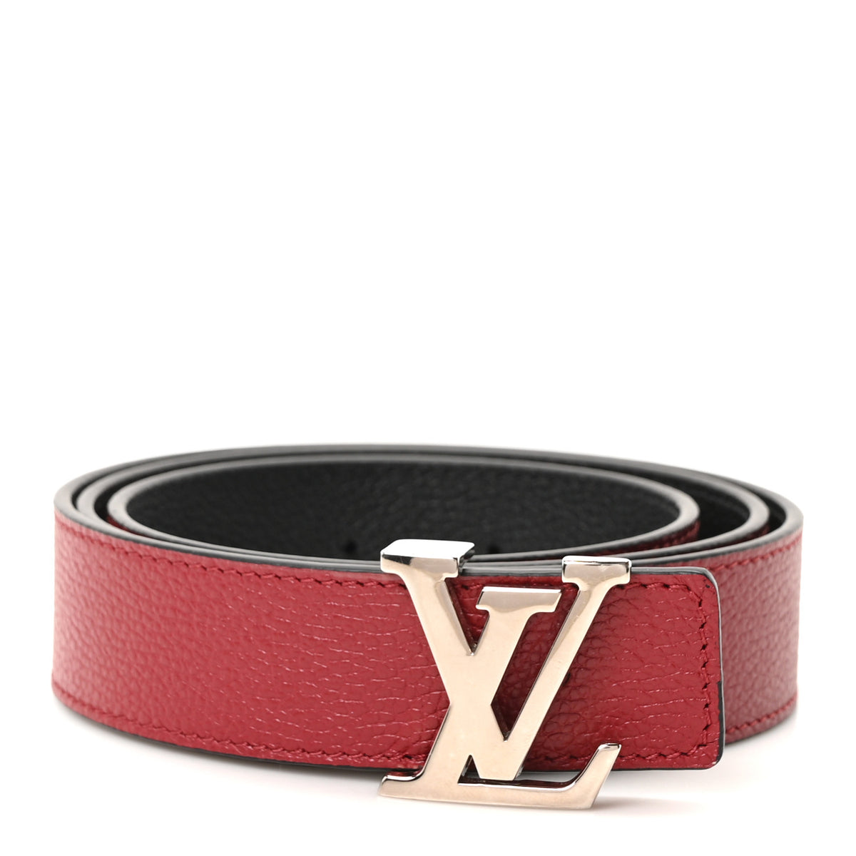 Louis Vuitton Taurillon Calfskin Monogram 30mm LV Initiales Reversible Belt 85 34 Black Red 1 of 7