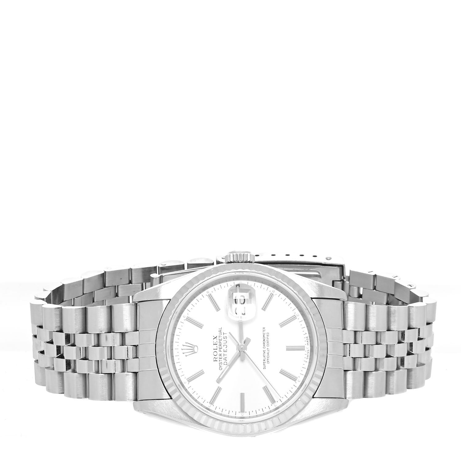 Rolex Stainless Steel 18K White Gold 36mm Oyster Perpetual Datejust Watch Silver 16234 2 of 4