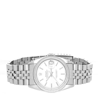 Rolex Stainless Steel 18K White Gold 36mm Oyster Perpetual Datejust Watch Silver 16234 2 of 4