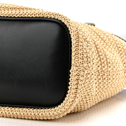 Saint Laurent Calfskin Raffia Mini Shopper Tote Naturale Black 10 of 10