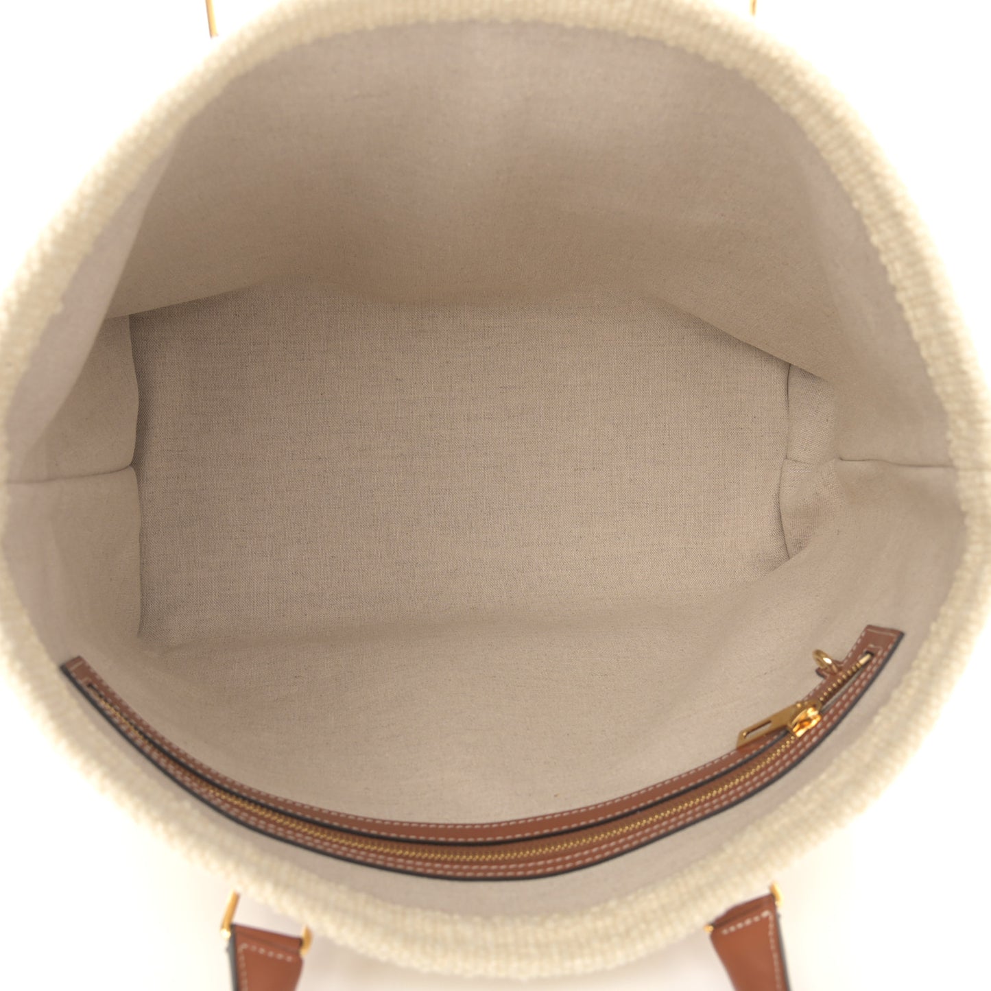 Plein Soleil Textile Calfskin Horizontal Cabas Natural Tan Black
