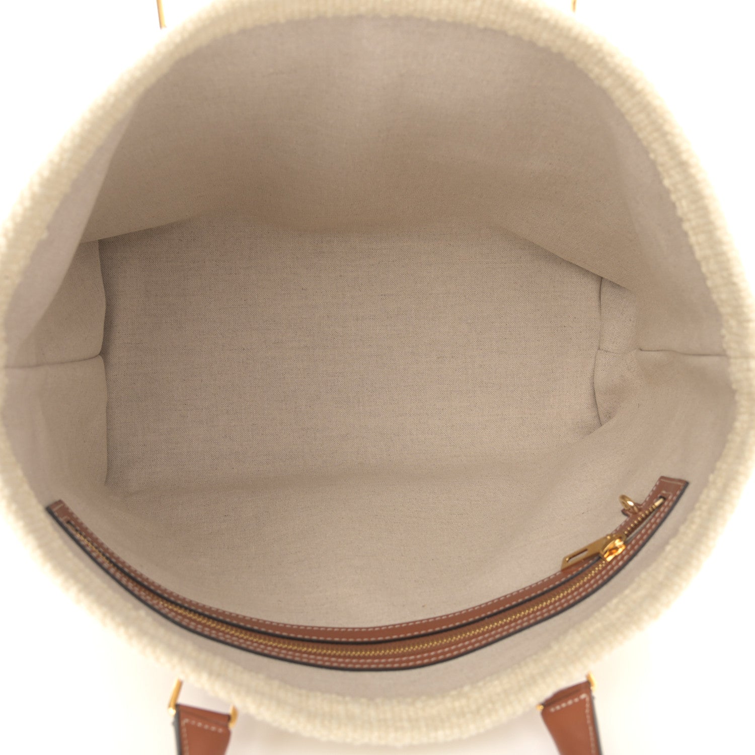 Celine Plein Soleil Textile Calfskin Horizontal Cabas Natural Tan Black 5 of 10