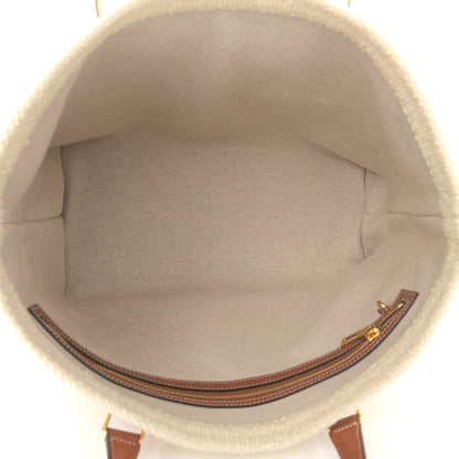 Celine Plein Soleil Textile Calfskin Horizontal Cabas Natural Tan Black 5 of 10