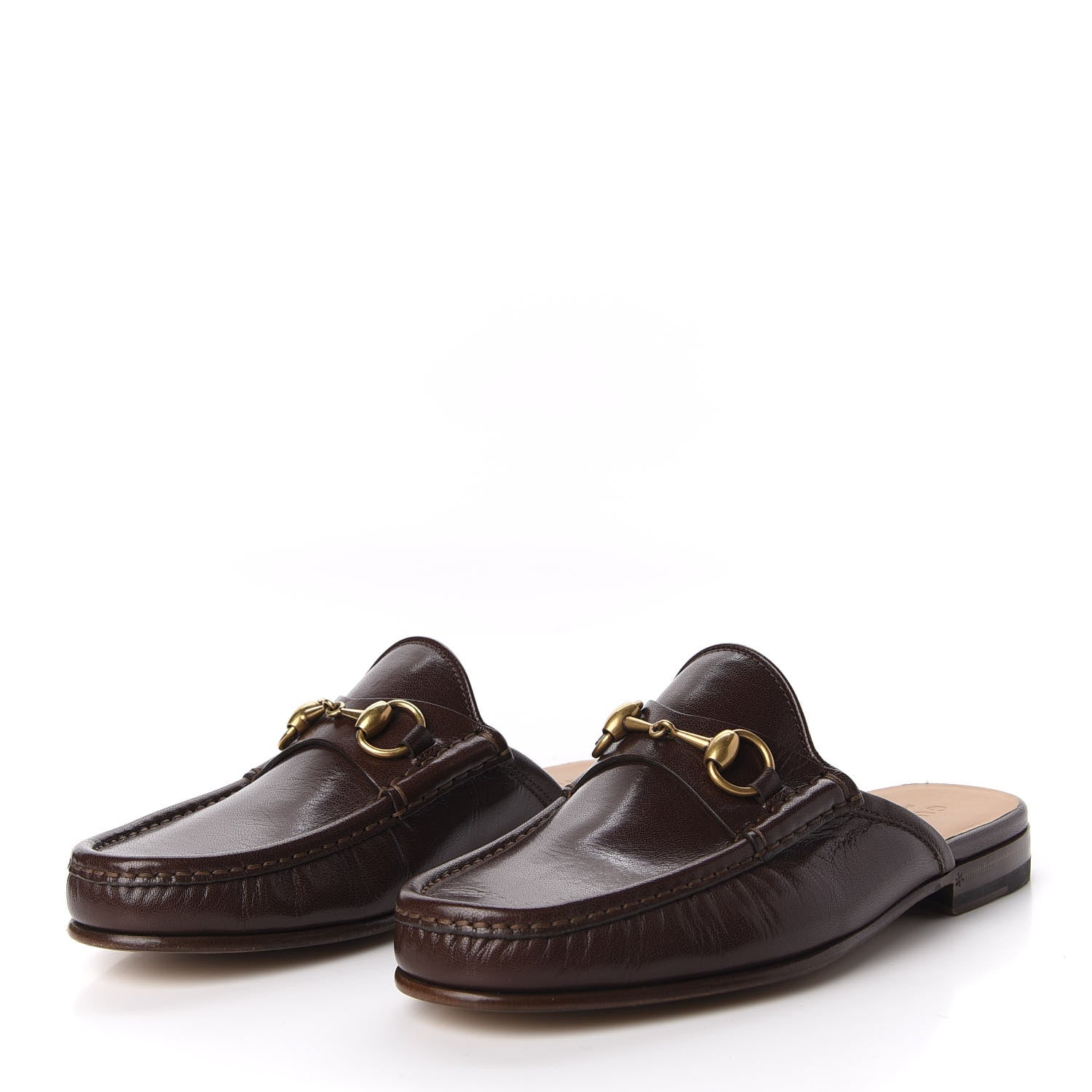 Gucci Goatskin Mens Horsebit Slippers 6 Light Brown 3 of 10