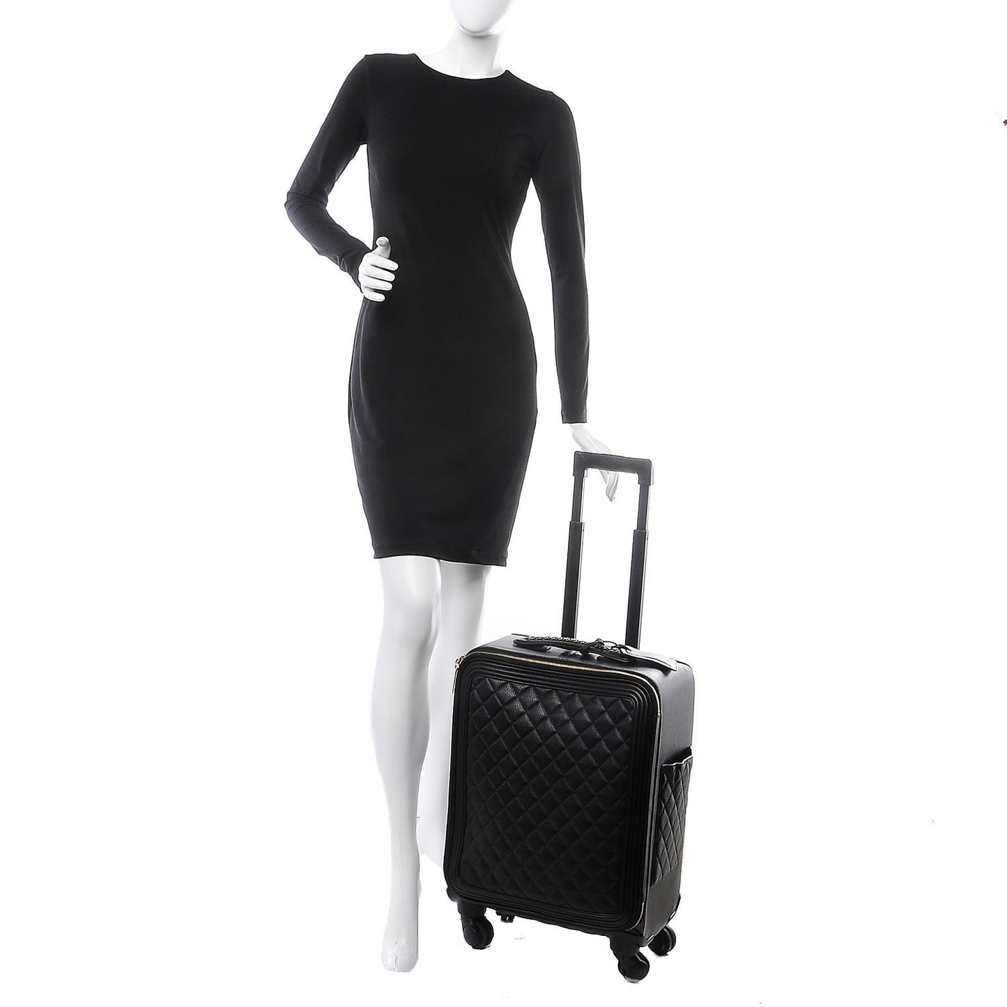 Calfskin Quilted Coco Case Trolley Black