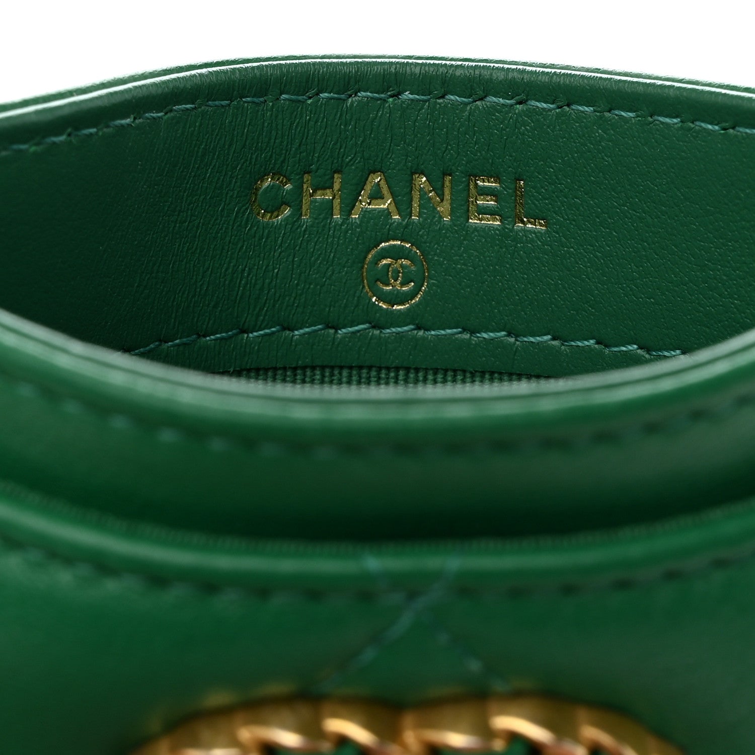Chanel Lambskin Quilted Chanel 19 Card Holder Green 6 of 11