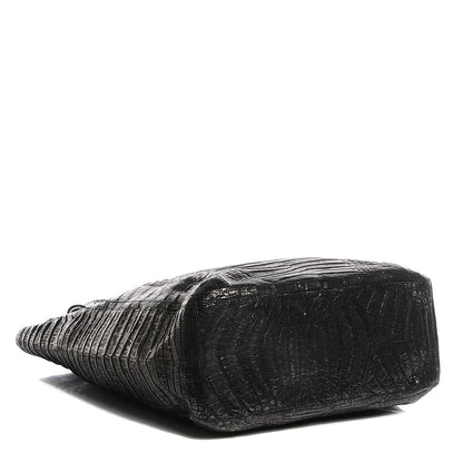 Nancy Gonzalez Metallic Crocodile Medium Leaf Tote Black 4 of 8