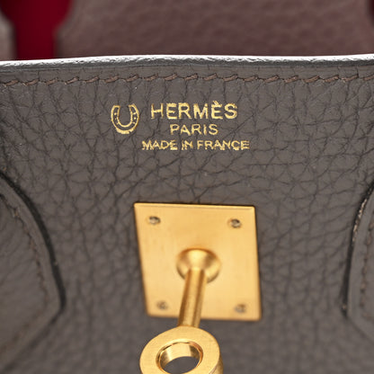 Hermes Togo Horseshoe Birkin 25 Etain Rose Extreme 6 of 14