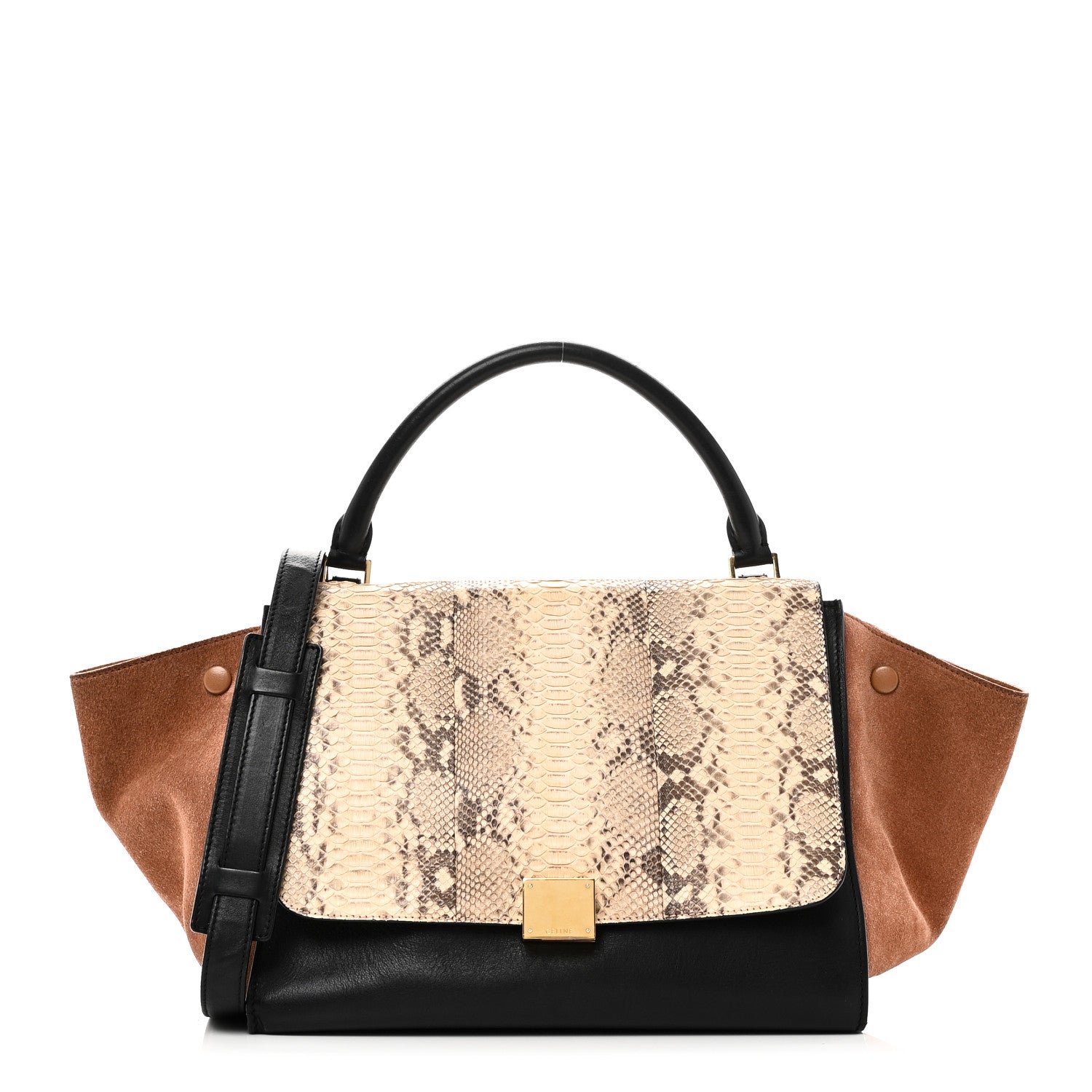 Celine Snakeskin Suede Trapeze Brown 1 of 12