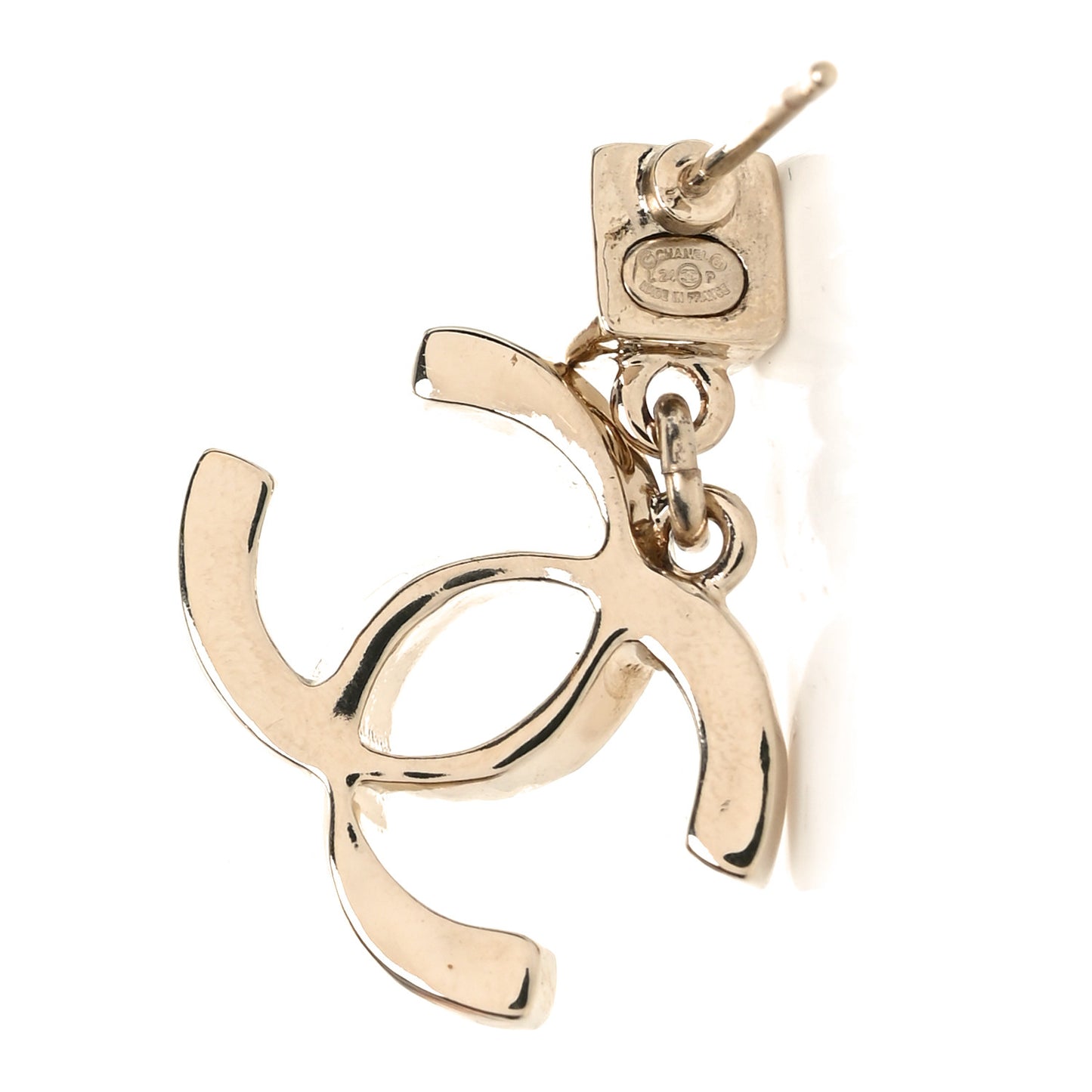Crystal Irregular CC Square Drop Earrings Gold
