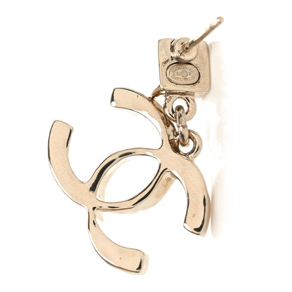 Chanel Crystal Irregular CC Square Drop Earrings Gold 4 of 4