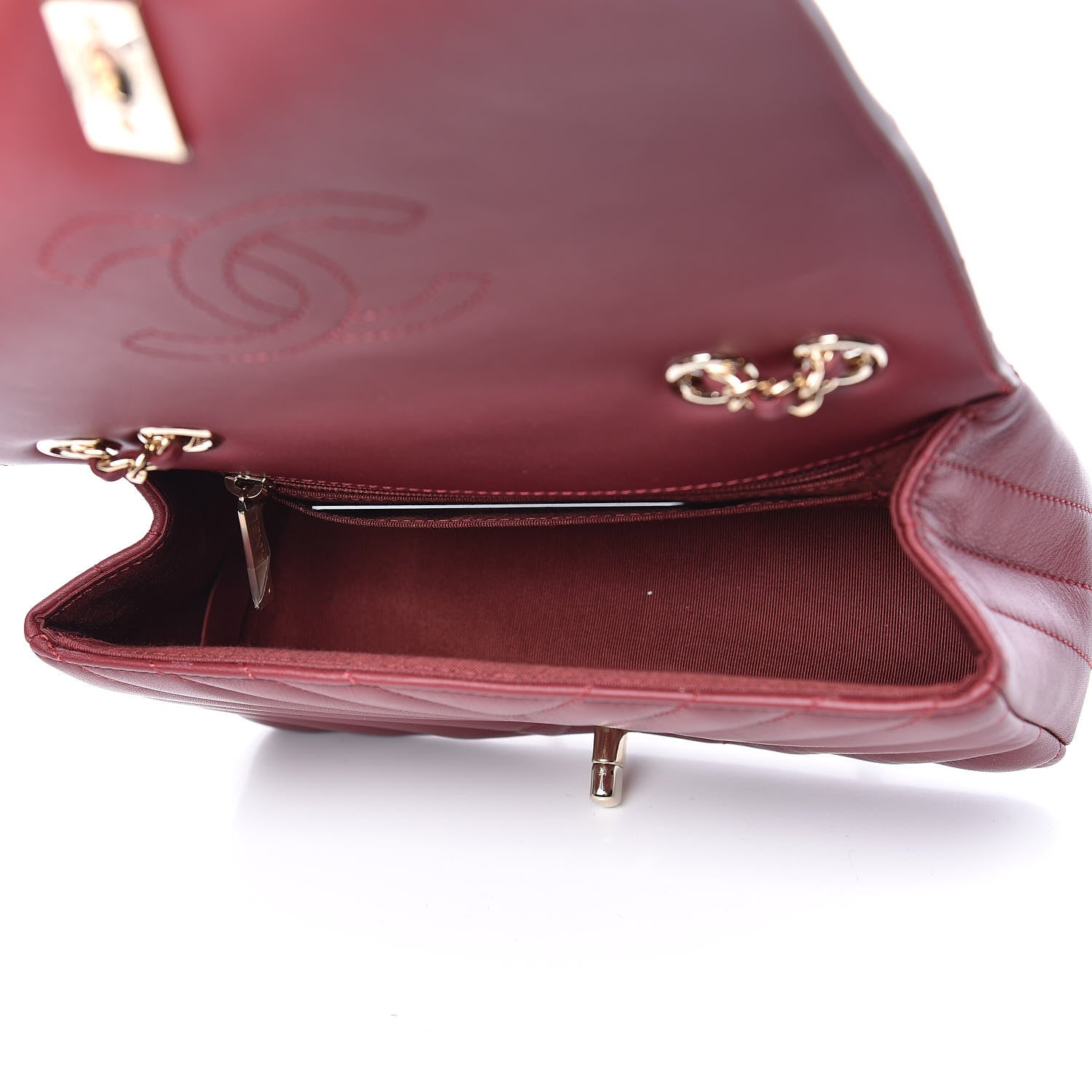 Chanel Calfskin Chevron Quilted Mini Statement Flap Burgundy 5 of 9
