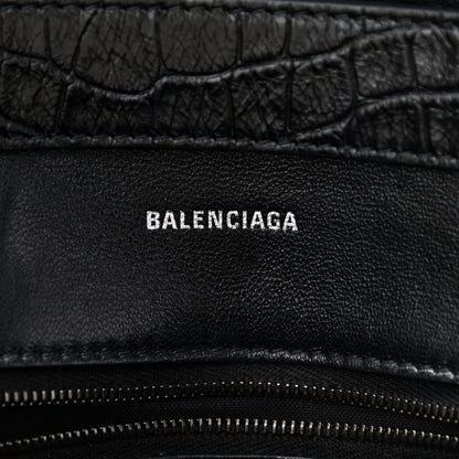 Balenciaga Extra Supple Calfskin Crocodile Embossed Monochrome XS Downtown Shoulder Bag Black 6 of 11