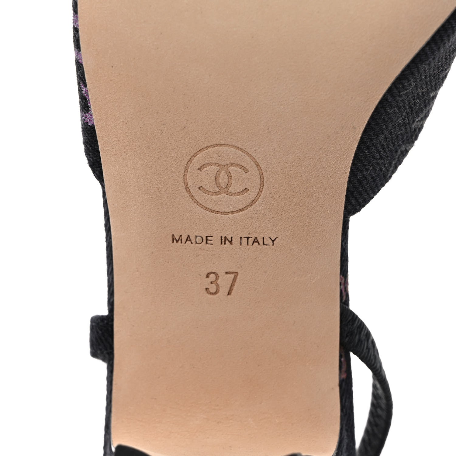 Chanel Denim Cap Toe Denim Mood Slingback Pumps 37 Black Multicolor 6 of 9