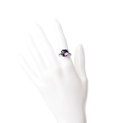David Yurman Sterling Silver Diamond Amethyst 11mm Chatelaine Ring 50 5.5 2 of 6