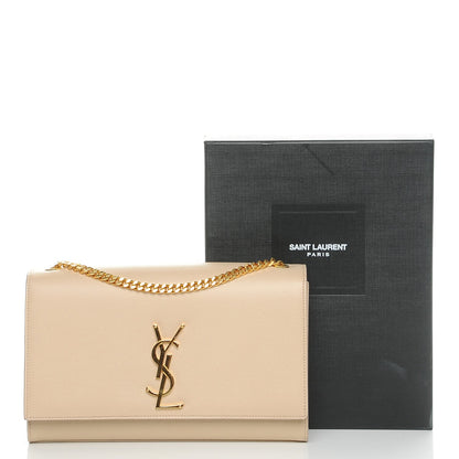 Saint Laurent Grain De Poudre Medium Monogram Kate Satchel Nude Powder 8 of 8