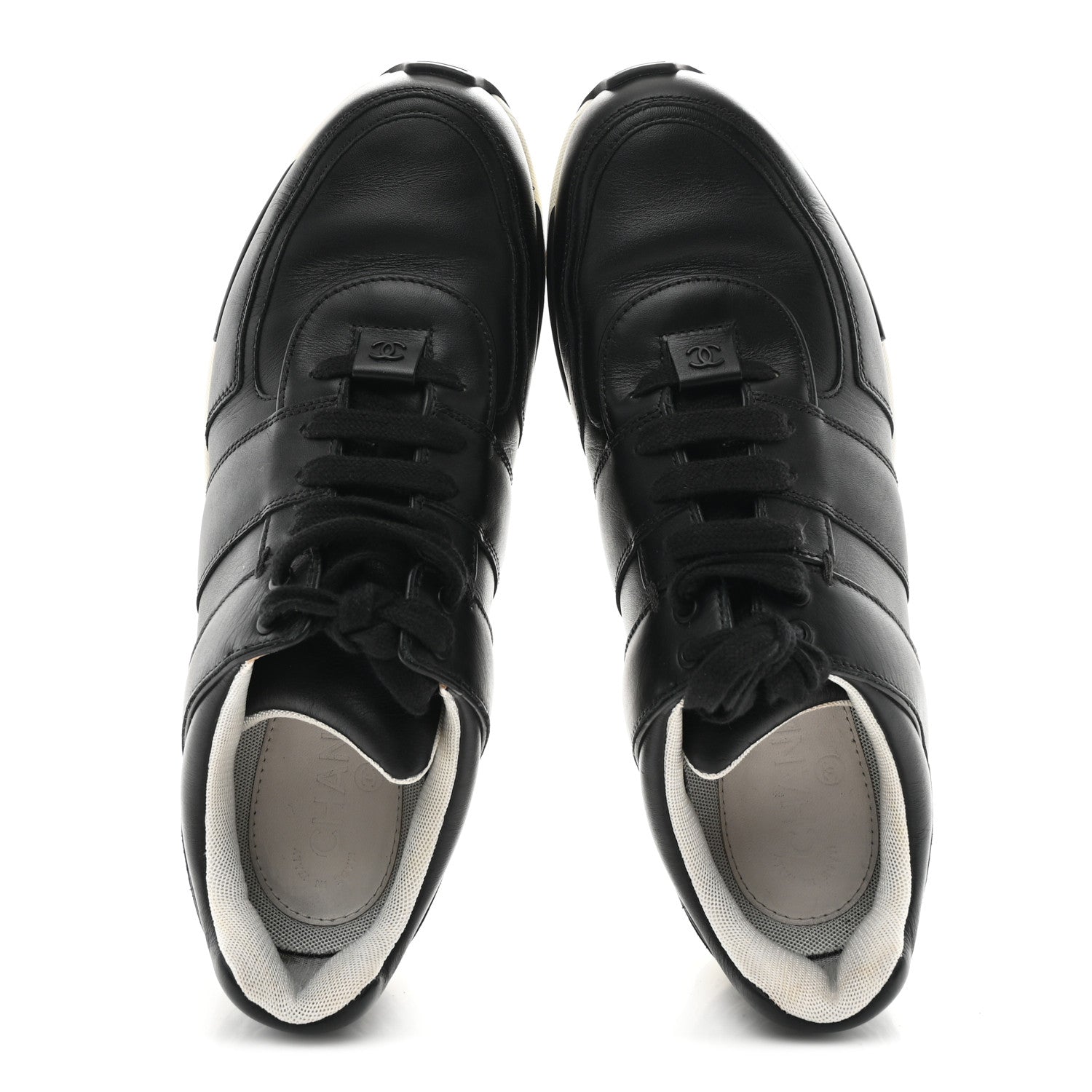 Chanel Calfskin Tweed CC Sneakers 41 Black White 2 of 11