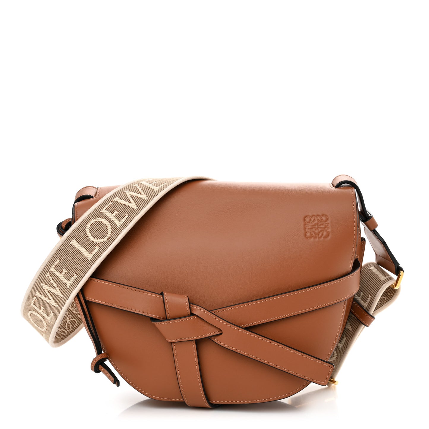 Calfskin Jacquard Small Gate Dual Bag Tan