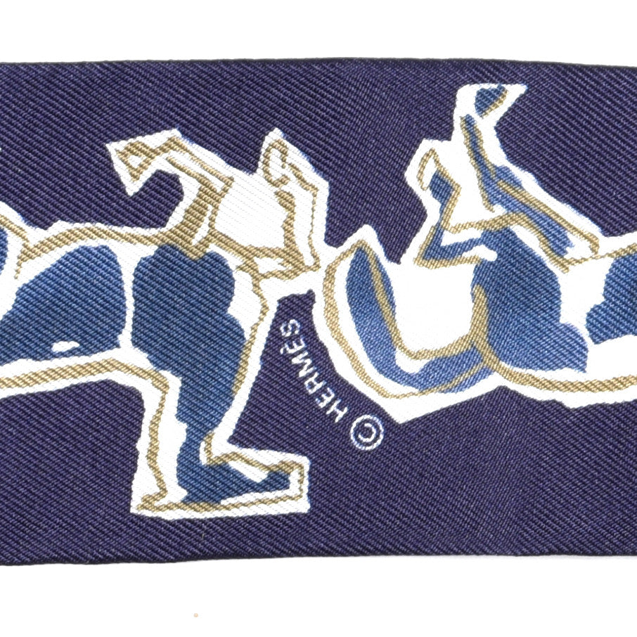 Hermes Silk Chevaux En Liberte Twilly Marine Indigo Blanc 3 of 4