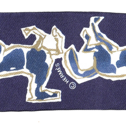 Hermes Silk Chevaux En Liberte Twilly Marine Indigo Blanc 3 of 4
