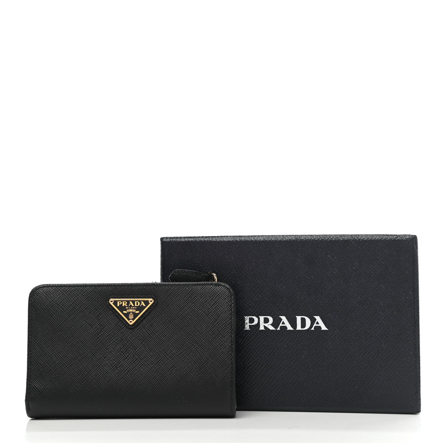 Prada Saffiano Metal Compact Wallet Black 7 of 8
