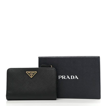 Prada Saffiano Metal Compact Wallet Black 7 of 8