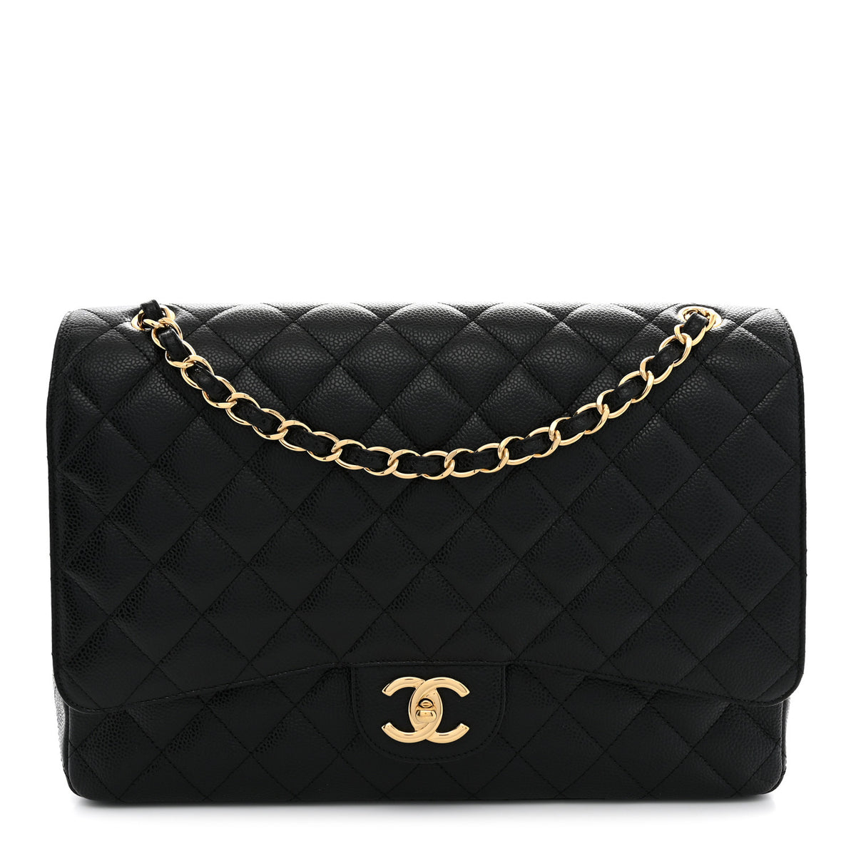 Caviar Quilted Maxi Double Flap Black