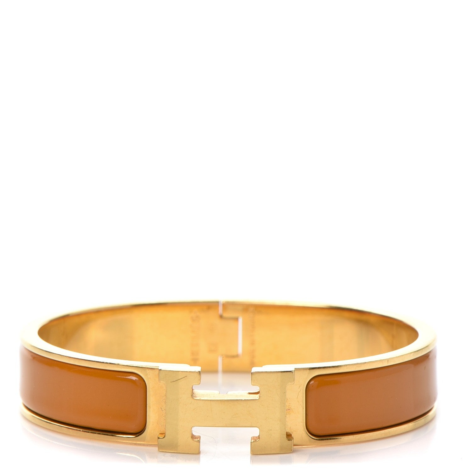 Hermes Narrow Enamel Clic Clac H Bracelet PM Curry 1 of 5