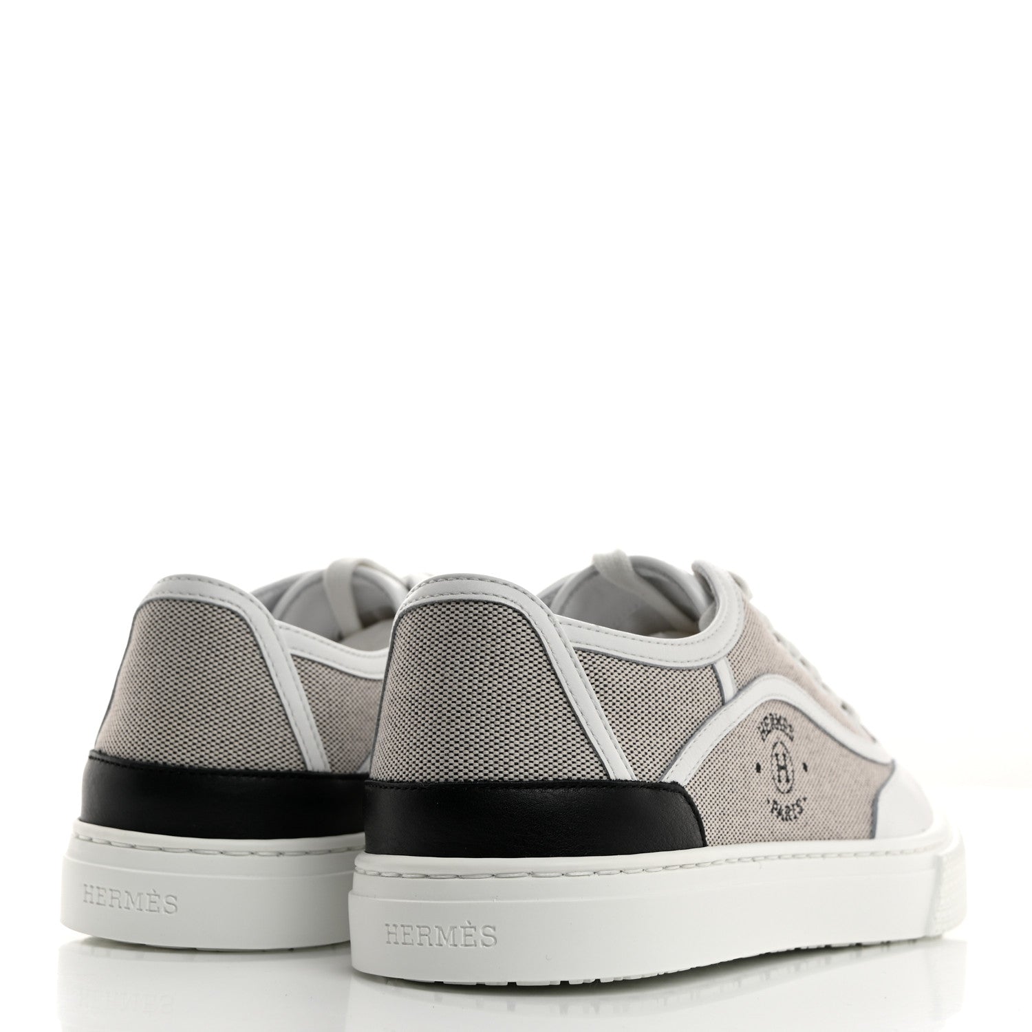 Hermes Canvas Calfskin Get Sneakers 36 Prunoir White 4 of 8